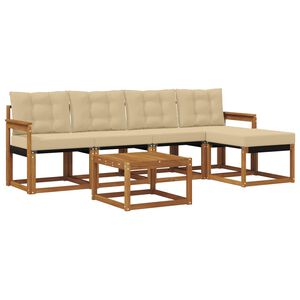 vidaXL Udend&oslash;rs sofagruppe med pude 6 pcs Naturlig og Beige