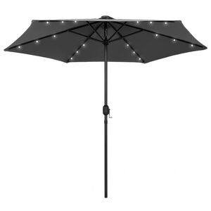 vidaXL parasol med LED-lys og aluminiumsstang 270 cm antracitgr&aring;