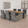 vidaXL udendørs spisebordssæt 7 dele med hynder polyrattan grå