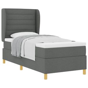 vidaXL Box spring seng med madras M&oslash;rkegr&aring; 190 x 90 cm Stof