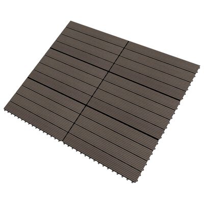 vidaXL terrassefliser 6 stk. 60x30 cm 1,08 m² WPC mørkebrun