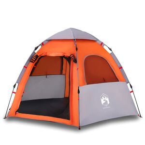 vidaXL 4-personers campingtelt quick-release gr&aring; og orange