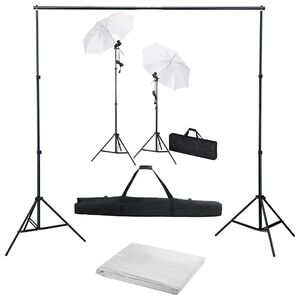 vidaXL fotostudies&aelig;t med baggrund, lamper og paraplyer