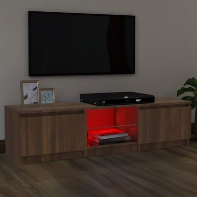 vidaXL tv-bord med LED-lys 140x40x35,5 cm brun egetræsfarve