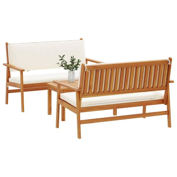 vidaXL Havesofa S&aelig;t 3 pcs Brun 120 x 65,5 x 79 cm Massivt Akacietr&aelig;