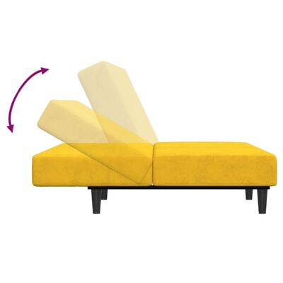 vidaXL 2-personers sovesofa med fodskammel fløjl gul
