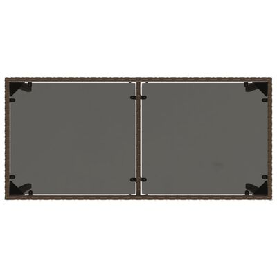 vidaXL havebord med glastop 115x54x74 cm polyrattan brun