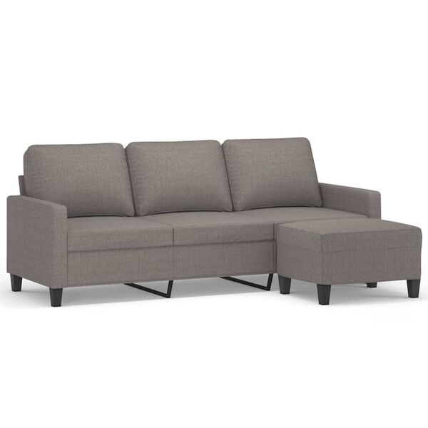 vidaXL 3-personers sofa med fodskammel 180 cm stof Gr&aring;brun