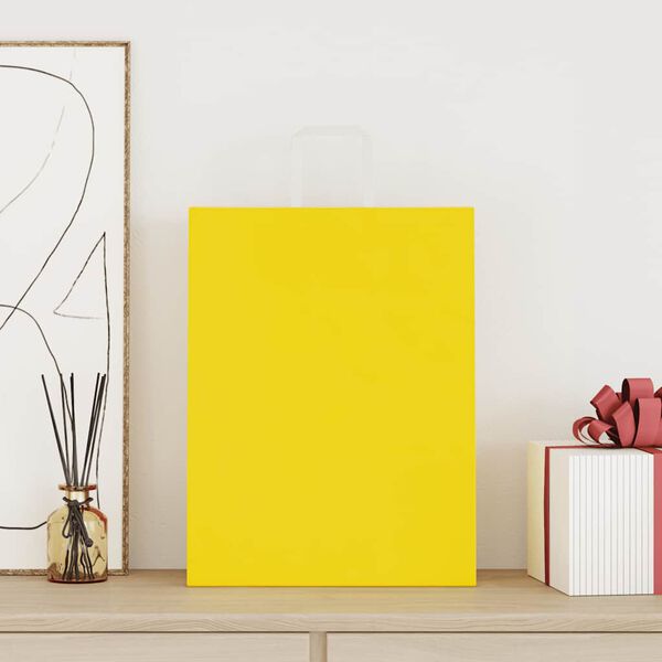 vidaXL papirposer 50 stk. med h&aring;ndtag 32x12x42 cm gul