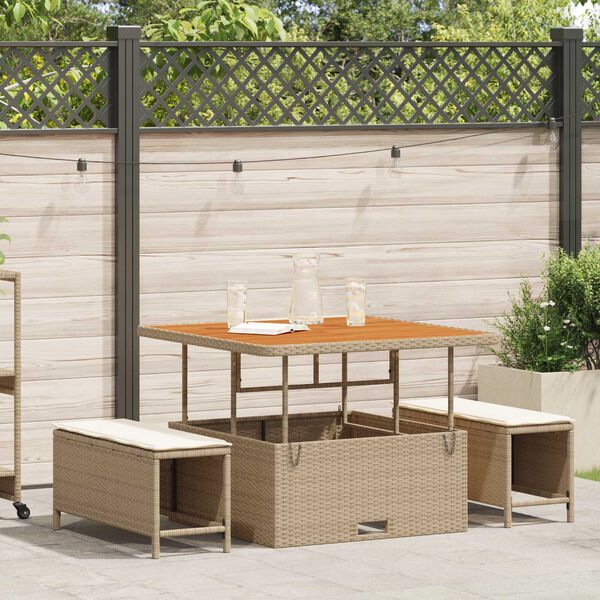 vidaXL Have Spisebordssæt Beige Poly rattan