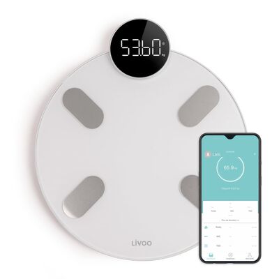 Livoo intelligent digital badevægt med Bluetooth hvid