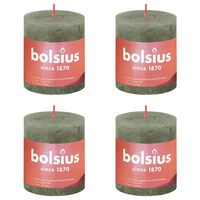 Bolsius rustikke søjlestearinlys Shine 4 stk. 80x68 mm olivengrøn