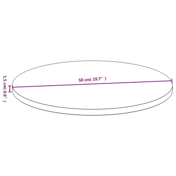 vidaXL bordplade Ø50x1,5 cm bambus