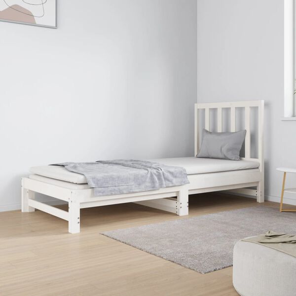 vidaXL daybed med udtr&aelig;k 2x(90x190) cm massivt fyrretr&aelig; hvid