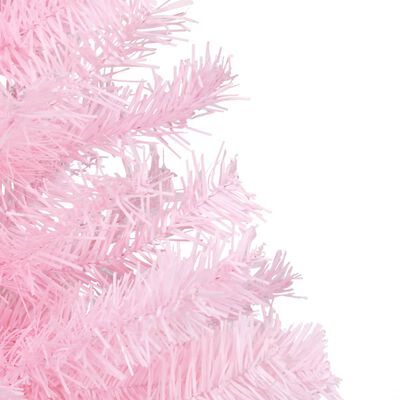 vidaXL kunstigt juletræ med lys og juletræsfod 180 cm PVC lyserød
