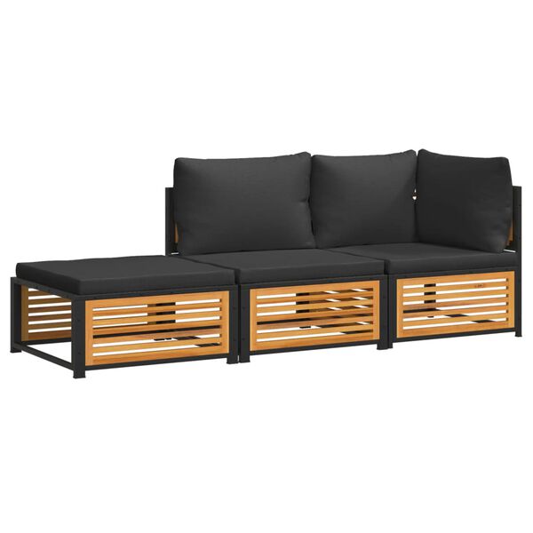 vidaXL lounges&aelig;t til haven 3 dele med hynder massivt akacietr&aelig;