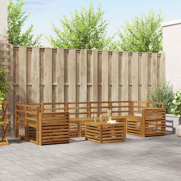 vidaXL Sofas&aelig;t 8 pcs Naturfarvet Massivt Akacietr&aelig;