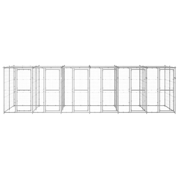 vidaXL udendørs hundebur med tag 14,52 m² galvaniseret stål