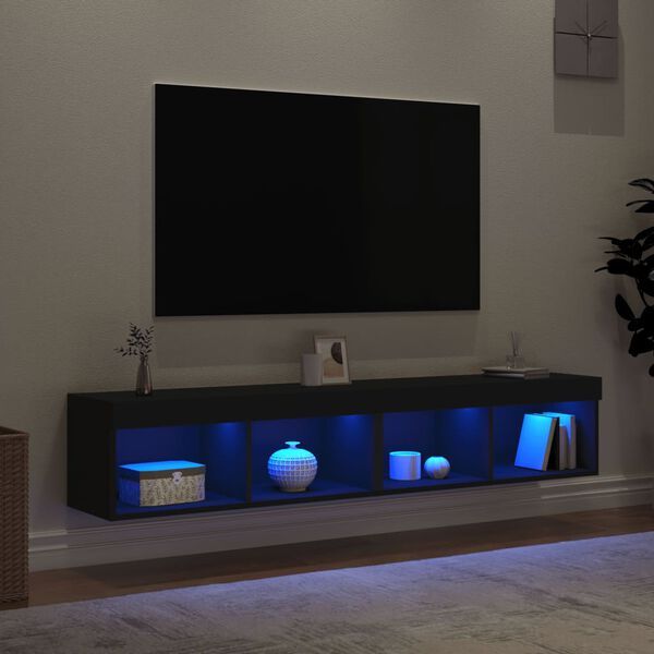 vidaXL tv-borde 2 stk. med LED-lys 80x30x30 cm sort