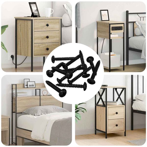 vidaXL Tapenagel 12 pcs Sort M4 x 28 mm St&aring;l