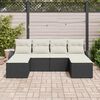vidaXL Havesofa S&aelig;t med pude 6 pcs Sort Poly Rattan
