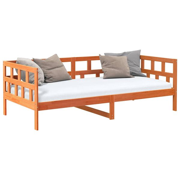 vidaXL daybed uden madras 90x200 cm massivt fyrretræ gyldenbrun