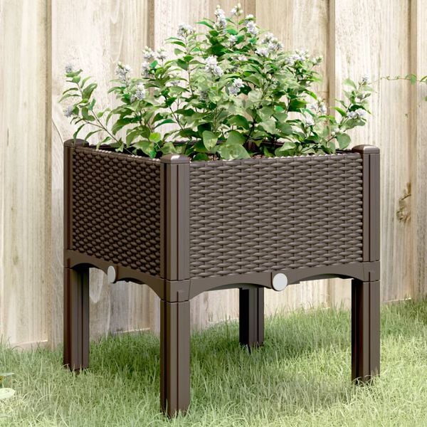 vidaXL plantekasse med ben 40x40x42 cm PP brun