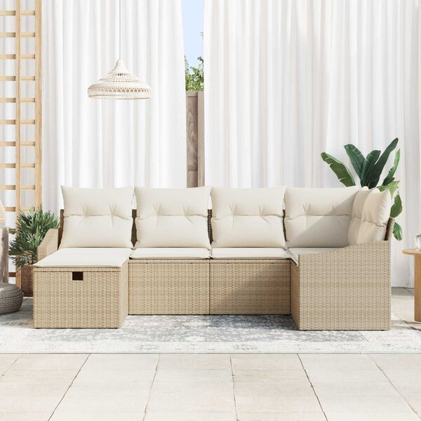 vidaXL Sofa S&aelig;t med pude 7 pcs polyrattan
