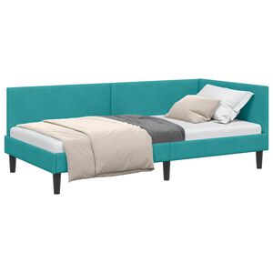 vidaXL Hj&oslash;rnesengramme med hovedg&aelig;rde Turkis 80 cm x 200 cm Fl&oslash;jl