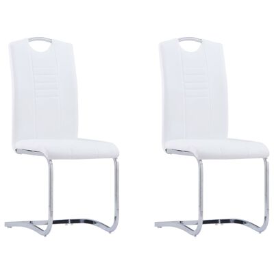 vidaXL spisebordsstole med cantilever 2 stk. kunstlæder hvid