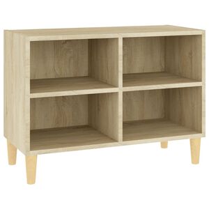 vidaXL tv-skab med massive tr&aelig;ben 69,5x30x50 cm sonoma-eg
