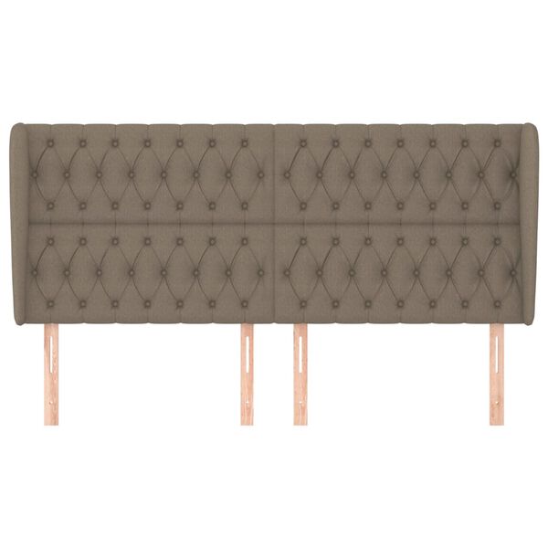 vidaXL sengegavl med kanter 203x23x118/128 cm stof gr&aring;brun