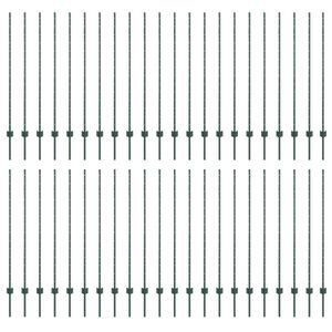 vidaXL Hegnssøjler 44 pcs Grøn 180 cm Stål