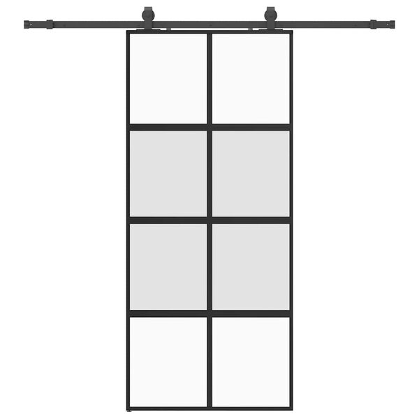 vidaXL skyded&oslash;r med hardwares&aelig;t 90x205 cm h&aelig;rdet glas sort