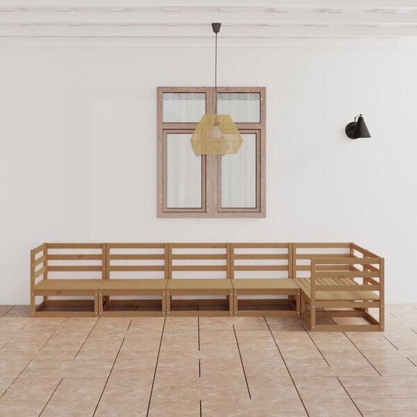 vidaXL lounges&aelig;t til haven 6 dele massivt fyrretr&aelig; gyldenbrun