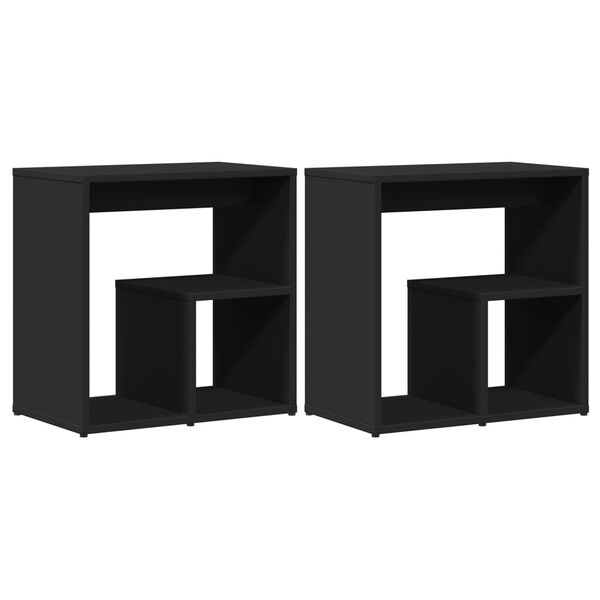 vidaXL sideborde 2 stk. 50x30x50 cm konstrueret tr&aelig; sort