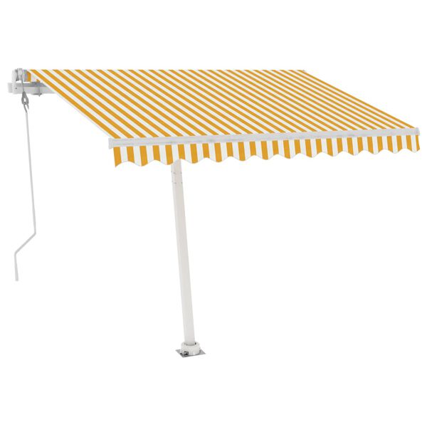 vidaXL fritstående markise 350x250 cm automatisk betjening gul og hvid
