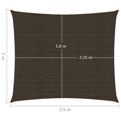 vidaXL solsejl 2x2,5 m 160 g/m² HDPE brun