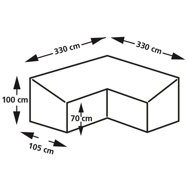 Eurotrail overtr&aelig;k til havesofa 330x330x100/70 cm L-formet gr&aring;