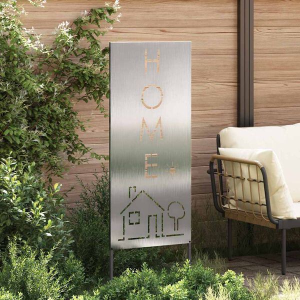 vidaXL Have privatliv sk&aelig;rm Fretwork S&oslash;lv 50 x 140 cm Rustfrit st&aring;l