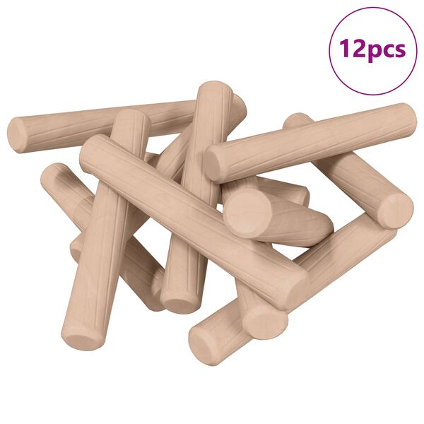 vidaXL Tr&aelig;dowels 12 pcs Brun &Oslash;6 x 40 mm Massivt tr&aelig;
