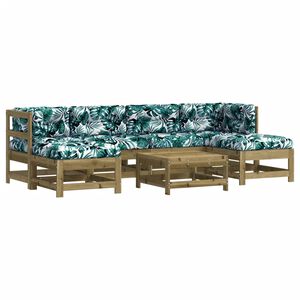 vidaXL lounges&aelig;t til haven 7 dele med hynder impr&aelig;gneret fyrretr&aelig;