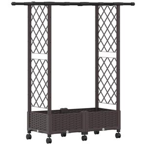 vidaXL H&aelig;vet Bed med Trellis og Tag Brun 122,5 x 40 x 127 cm PP