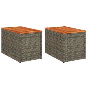vidaXL havesideborde 2 stk. 55x34x37 cm polyrattan og massivt tr&aelig; gr&aring;