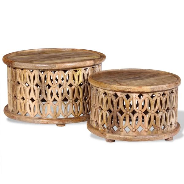 vidaXL sofabordssæt i to dele i massivt mangotræ