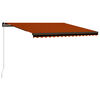 vidaXL Manuel Markise 4,5 x 3 m Orange og brune vandrette striber
