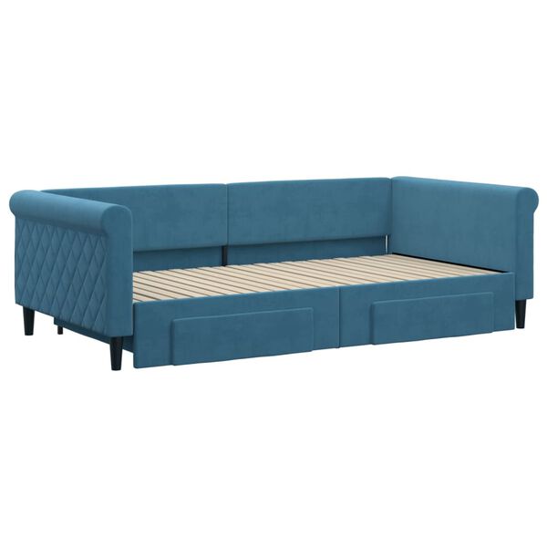 vidaXL daybed med udtr&aelig;k og skuffer 100x200 cm velour bl&aring;