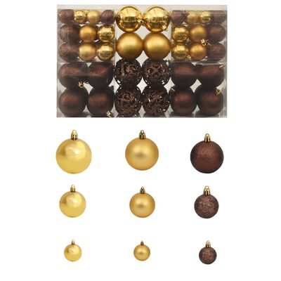 vidaXL julekuglesæt 100 stk. 3/4/6 cm brun/bronzefarvet/guldfarvet