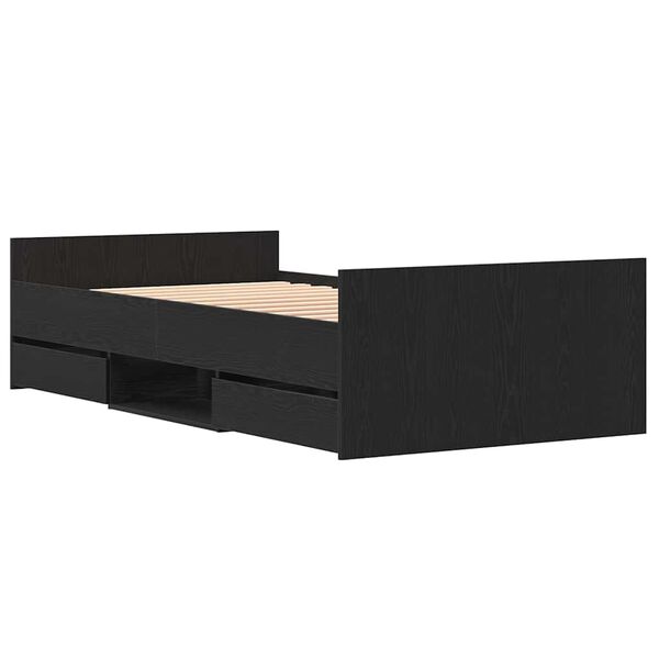 vidaXL Sengestel med hovedg&aelig;rde Sort eg 90 x 200 cm Konstrueret tr&aelig;