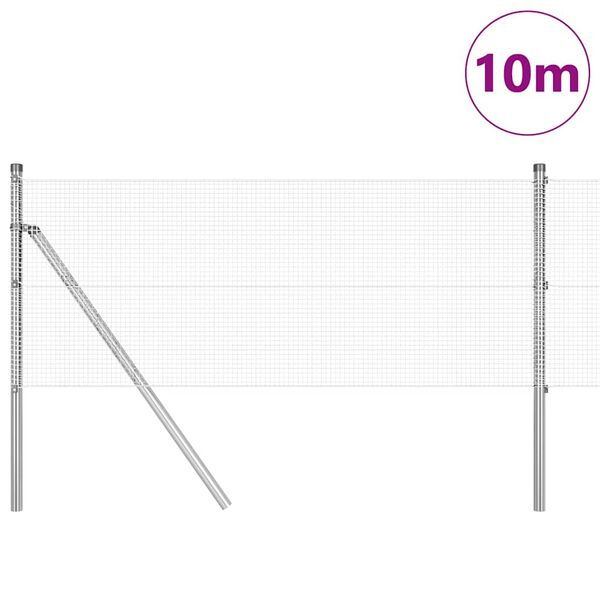 vidaXL Hegnsp&aelig;l S&oslash;lv 10 x 0,5 m (12 x 12 mm net) St&aring;l